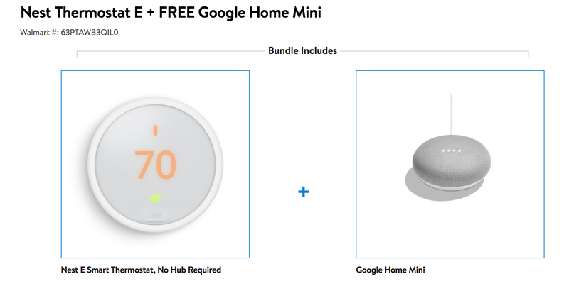 Termostato Nest E + Google Home Mini | $169 | WalmartImagen: Walmart